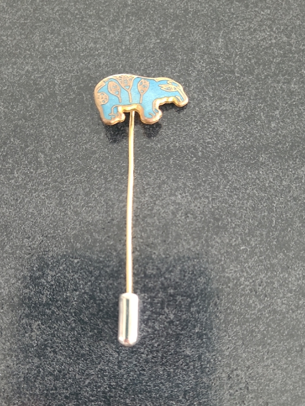 Metropolitan Museum of Art MMA 1985 William the Hippo Stickpin Teal & Gold Tone